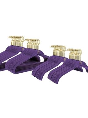 Joy Mangano Huggable Hangers 30-Pc Closet Organization Set PURPLE / BRASS NIP